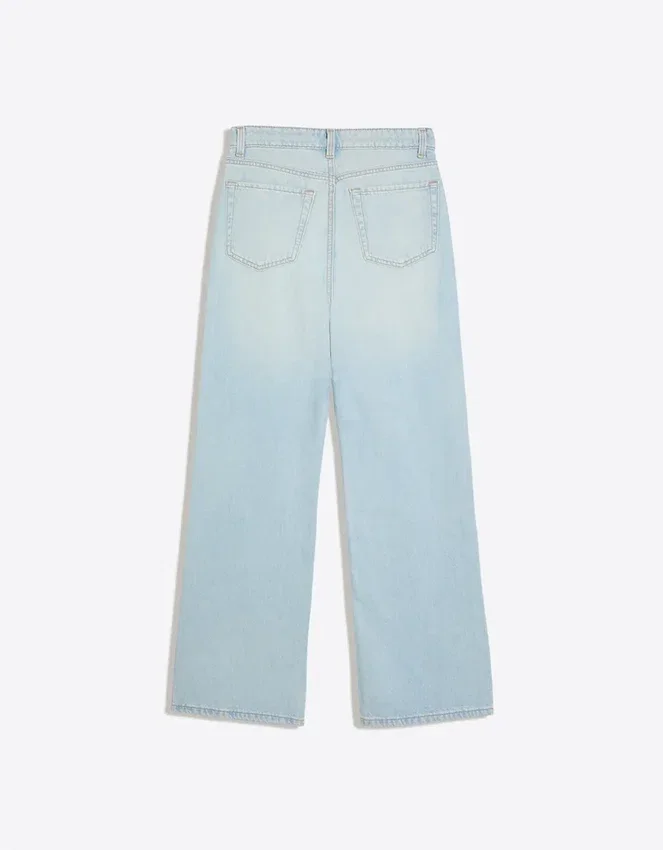 Schimmernde Jeans mit hoher Taille und Straight-Bein-Silhouette Schimmernde Jeans mit hoher Taille und Straight-Bein-Silhouette