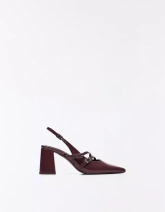 Slingback-Schuhe mit Blockabsatz und Schnallen – High Heels