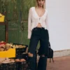 Spitzen-T-Shirt mit Rüschen – #Bershkastyle – Damen