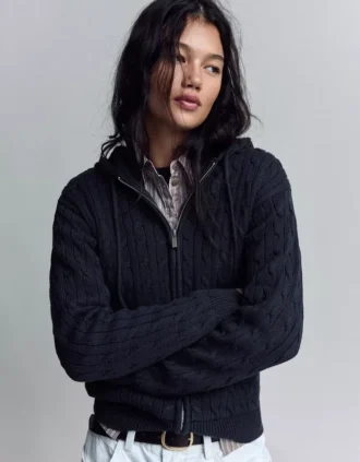 Strickjacke mit Zopfmuster und Reißverschluss – Pullover und Strickjacken Strickjacke mit Zopfmuster und Reißverschluss – Pullover und Strickjacken