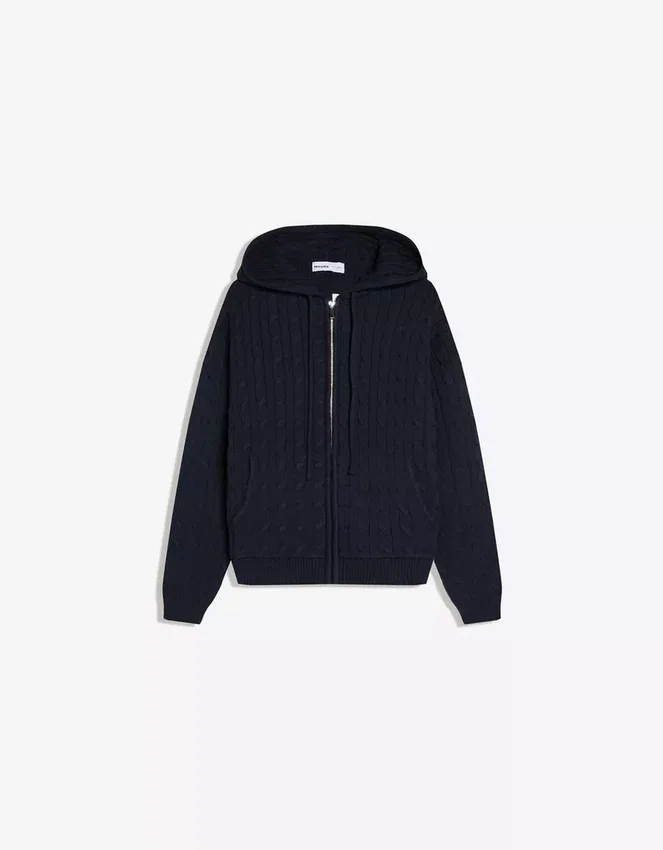 Strickjacke mit Zopfmuster und Reißverschluss – Pullover und Strickjacken Strickjacke mit Zopfmuster und Reißverschluss – Pullover und Strickjacken