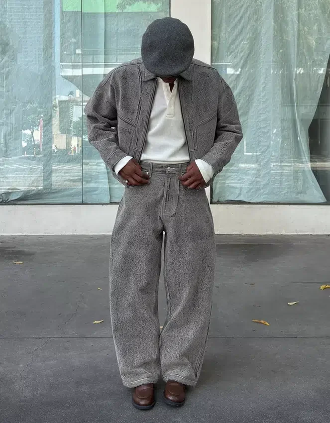 Strukturierte Baggy-Jeans Strukturierte Baggy-Jeans