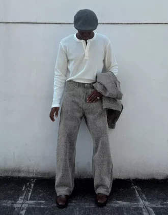 Strukturierte Baggy-Jeans