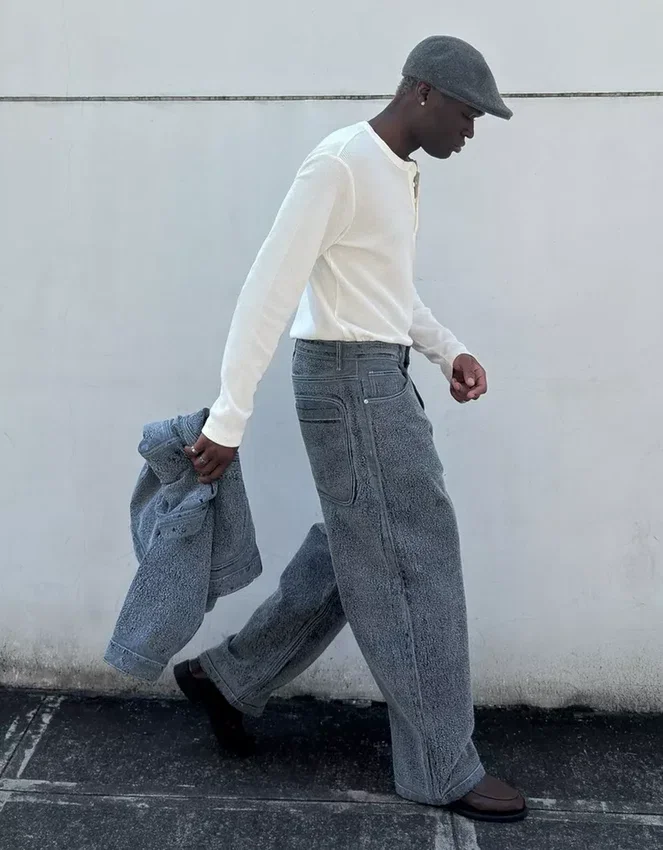 Strukturierte Baggy-Jeans Strukturierte Baggy-Jeans