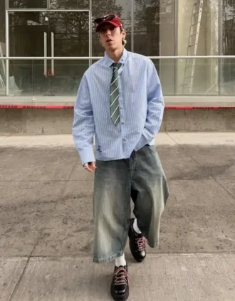 Super-Baggy-Denim-Bermudashorts – Shorts und Jorts