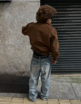 Super-Baggy-Jeans mit Stickerei – #Bershkastyle – Herren