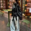 Super-Wide-Leg-Jeans mit niedriger Leibhöhe – #Bershkastyle – Damen