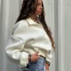 Sweatshirt mit Reißverschluss im Neopren-Look