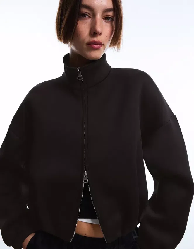 Sweatshirt mit Reißverschluss im Neopren-Look Sweatshirt mit Reißverschluss im Neopren-Look