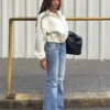 Sweatshirt mit Reißverschluss im Neopren-Look