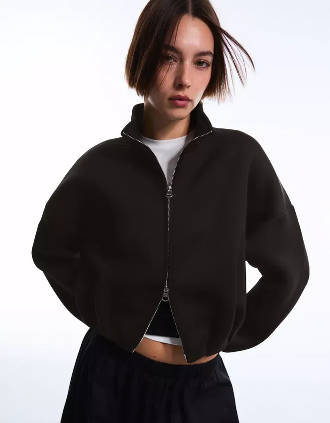 Sweatshirt mit Reißverschluss im Neopren-Look Sweatshirt mit Reißverschluss im Neopren-Look
