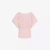 T-Shirt mit gerafftem V-Ausschnitt – Damen