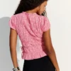 T-Shirt mit Raffungen und seitlichen Bändern