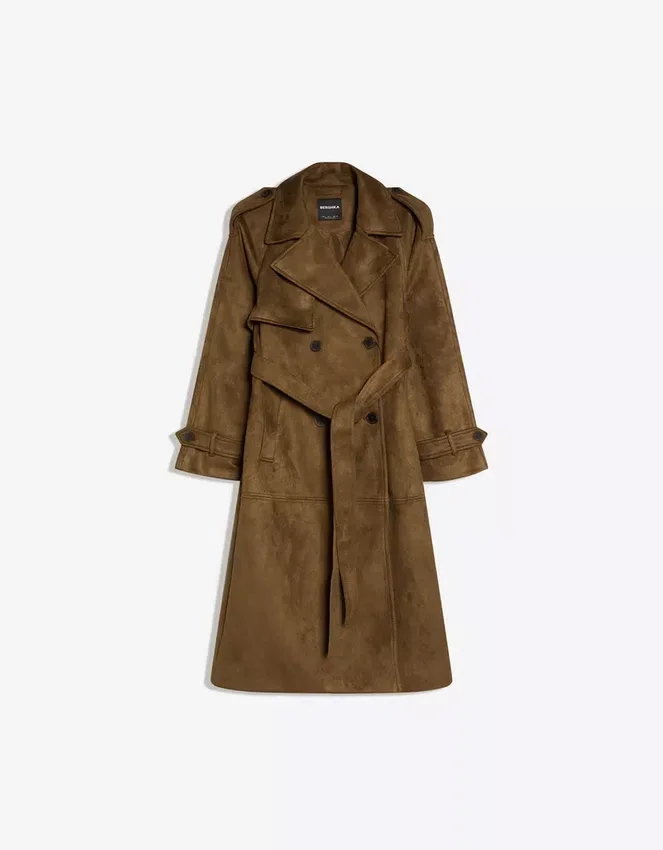 Trenchcoat aus Kunstwildleder Trenchcoat aus Kunstwildleder