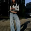 Weit geschnittene Jeans mit niedriger Leibhöhe – Hose