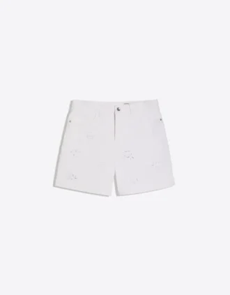 Weite, bestickte Denim-Bermudashorts