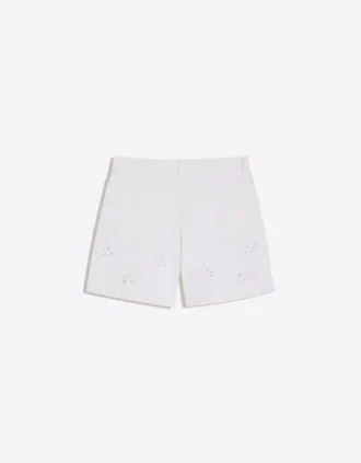 Weite, bestickte Denim-Bermudashorts