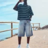 Weite Denim-Bermudashorts – Shorts und Jorts