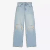 Zerrissene Jeans mit hoher Taille und Wide Leg-Bein