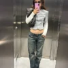 Zerrissene Low-Rise-Jeans mit Straight-Bein