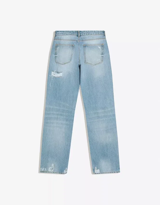 Zerrissene Low-Rise-Jeans mit Straight-Bein Zerrissene Low-Rise-Jeans mit Straight-Bein
